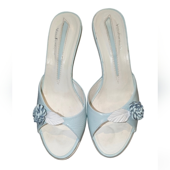 Blue Brazilian Leather Villa Fontana Slip- on Sandals size 8 - Picture 2 of 6